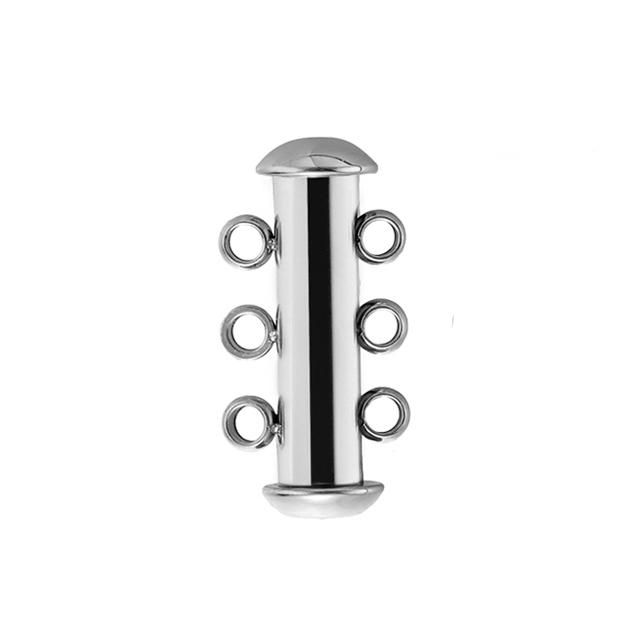 3pcs Stainless Steel Magnetic Slide Tube Clasps for DIY Layer Necklace Bracelet 3 Loops Connectors Jewelry Findings Supplies