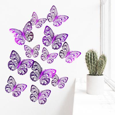10 Farben 12PCS Schmetterling Silber Spiegel Dekoration Home Room Art 3D DIY Wandaufkleber