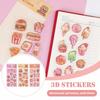 Adorable Assorted Decals 3D Embossed Crystal Children Stickers, Cartoon Mini Hamburger Ice Cream Milk Tea 3D Journal Stickers