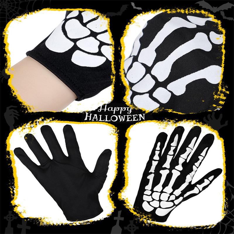 2025 Halloween Vita Skeletthandskar för Vuxen Skräckkostymfest Läskig Spökcosplay Utklädningsmaterial