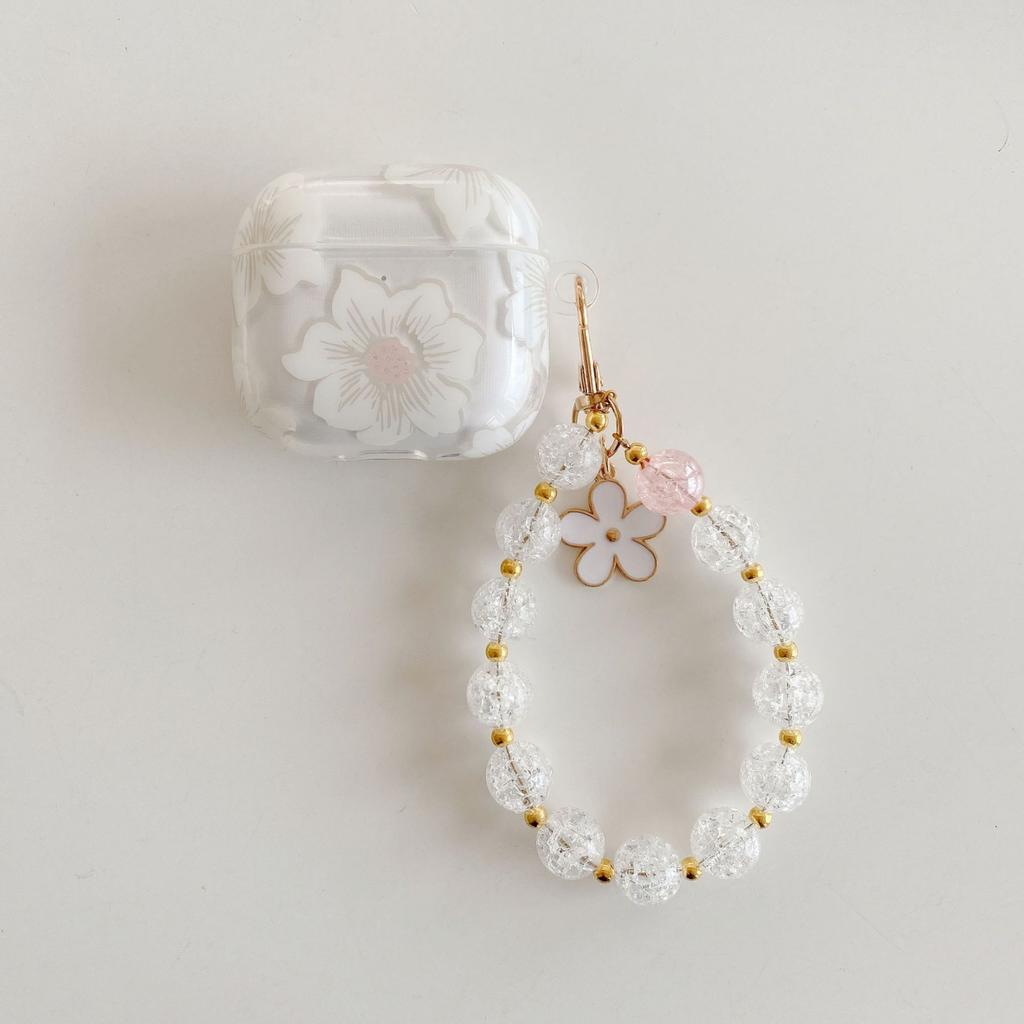 Korean Glitter Flower for AirPods 1 /1 Protective Case Pro1 Apple Bluetooth 1/1 Generation Earphone Case Hanging Chain