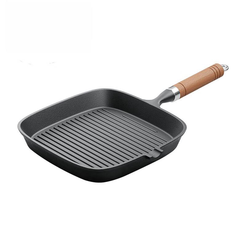 ZISIZ Cast Iron Striped Steak Frying Pan