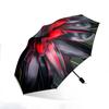 Automatic Folding Umbrella with Red & Black Calla Lily Flower Pattern - Self-Opening/ Closing, 8-Rib Compact Portable Collapsi