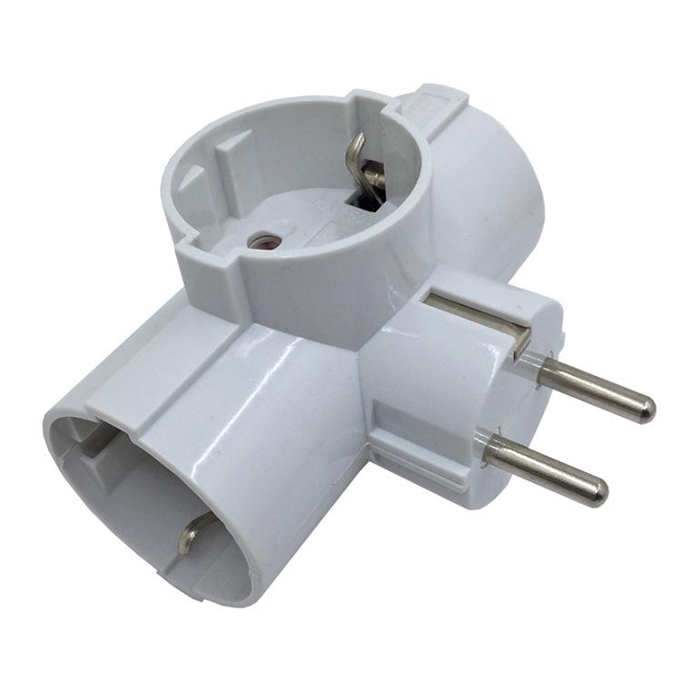 16A Euro/German Standard 1-to-3 Power Converter Plug for Germany, Spain, Russia - Wireless 1-out-3 Socket Adapter