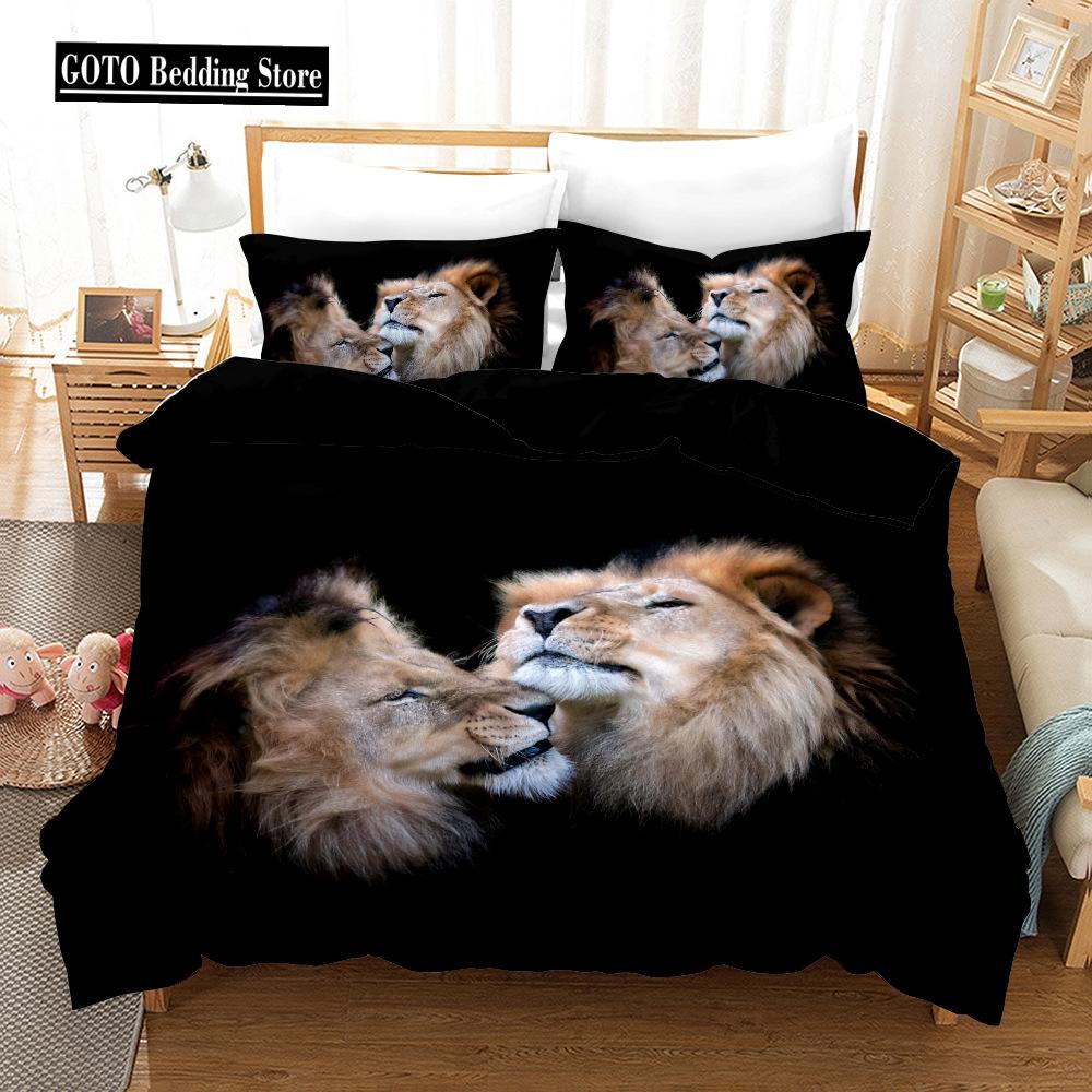 Microfiber Fabric Bedding Set Adults Duvet Cover Sets Kids,twin Full Queen Bedroom Set Tiger, Lion, Panda Housse De Couette