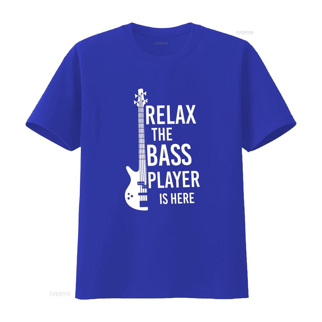 Relax The Bass Player Is Here T Shirt Funny Guitar Music Vintage Washed Stylish Slightly Streetwear Homme Fashion Versatile