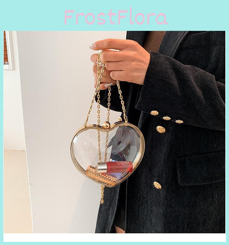 Stylish Transparent Heart Shaped Mini Crossbody Bag With Chain Lock For Women