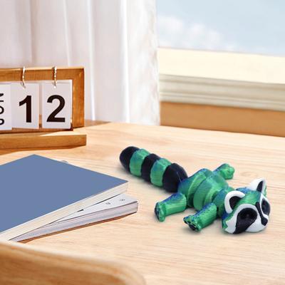 3D Printed Articulated Raccoon Flexible Raccoon Figurine with Trash Can Raccoon Fidget Toy for Home Office Decoration Kids Gift
