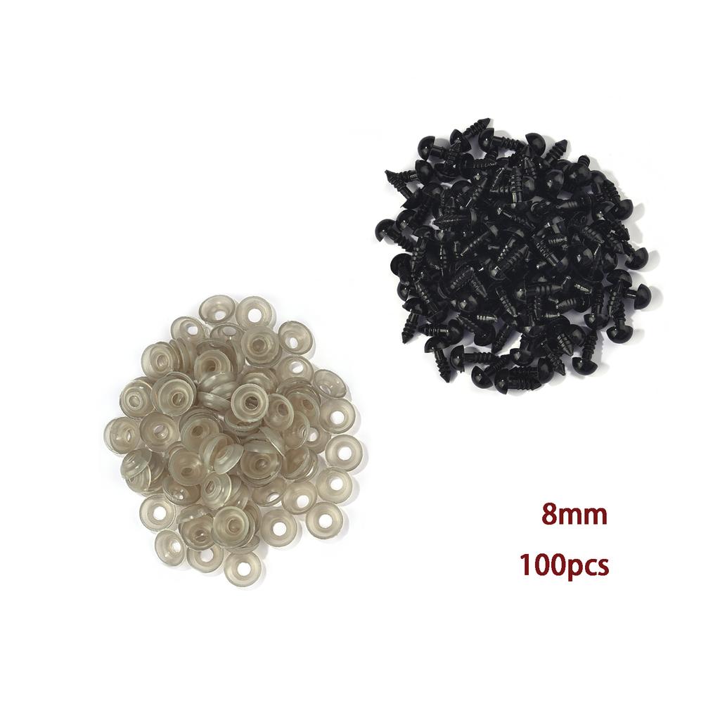 100pcs Black Safety Eyes Plastic Eyeball For Toys Amigurumi Diy Kit Crafts TeddyBear Toy Eye Doll Decoration Accessories 5-20mm