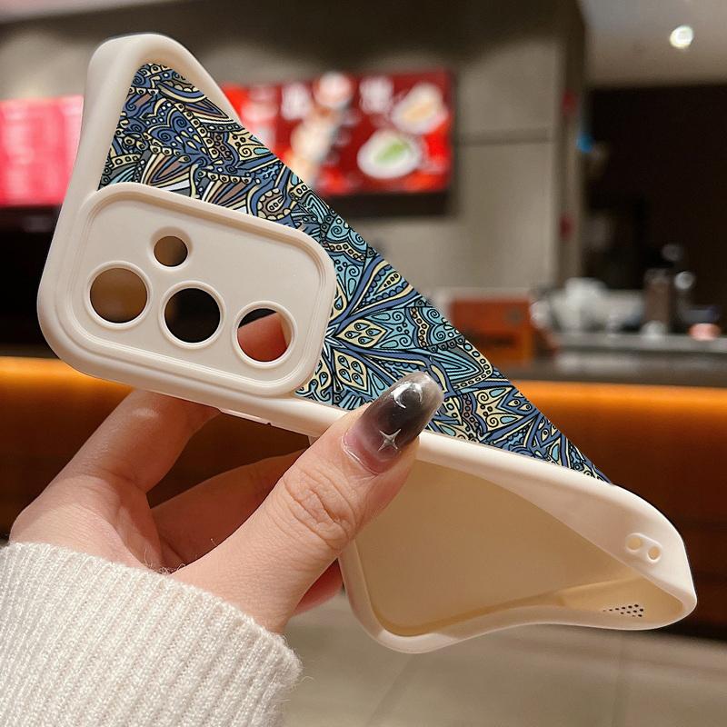 Винтажный чехол для телефона с синим узором для Samsung S24 S23 Ultra S22 Plus S21 A55 — фото 3