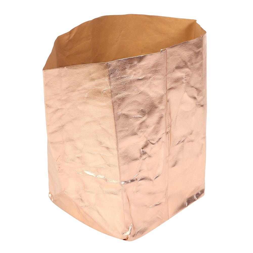 Kraftpapier Waschbar Wiederverwendbar Pflanzbeutel Pflanzen Anzuchtsäcke für Garten Balkon Roségold 20x20cm