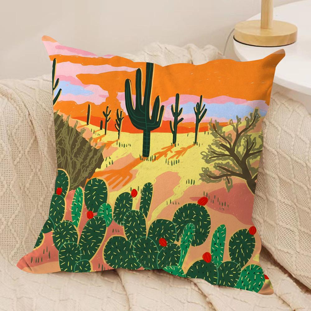 Cactus Cushion Cover Pillowcase Ultra Soft Skin Friendly Fabric Cloud Like Comfort & Concealed Zipper