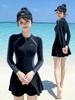 Plus Size Women’s One-Piece Skirt Swimsuit: Japanese Style, Slimming, Flaw-Concealing Hot Spring Swimwear
