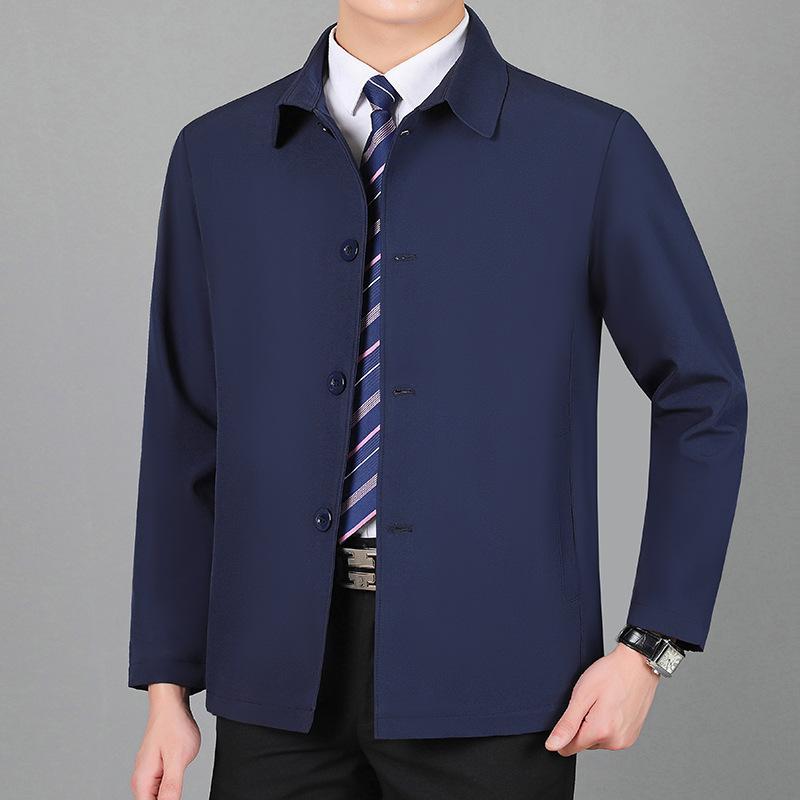 Jacket Men's Middle-aged Lapel Men's Executive Jacket Autumn Middle-aged Dad's Business Fashion Jacket