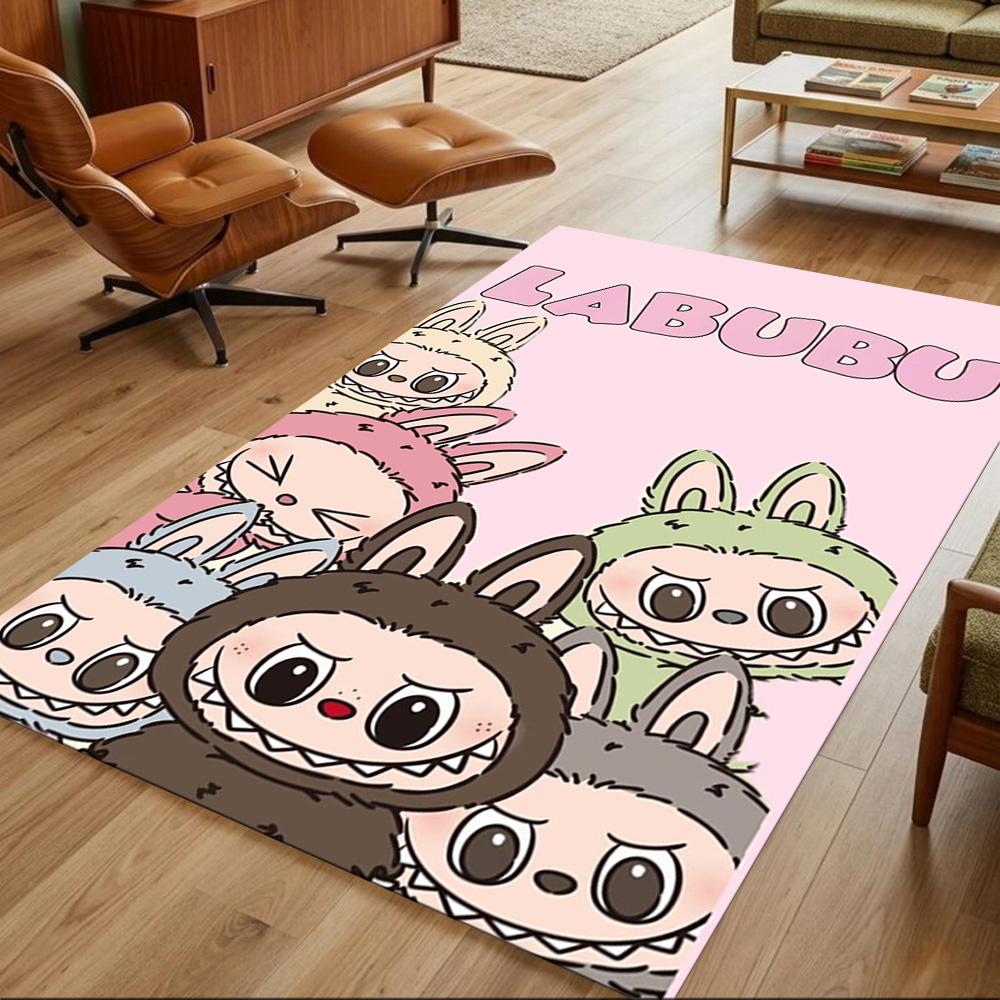 Labubu Floor Rug Office Rug Design for Bedrooms Hallway Living Rooms Foyer Anti-slip Rug Anime Office Decor Spiritual Gift