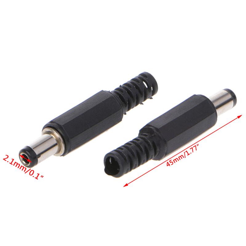 5Pcs 5.5X2.1Mm Male Dc In-Line Plug Socket Jack Connector Adapter