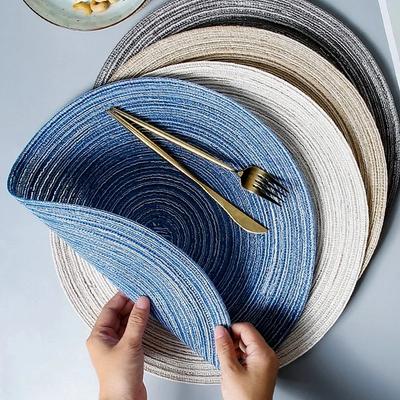 2Pcs/Set 38cm Round Ramie Insulation Pad Solid Placemats Linen Non Slip Table Mats Kitchen Accessories Decoration Home