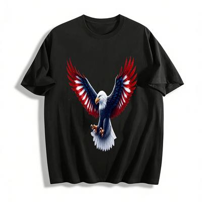 American Bald Eagle Print Casual T-Shirt Unisex Trendy Top Pure Cotton T-shirt
