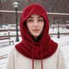 Thick Knit Knitted Balaclava Hat One-Piece Design Hooded Beanie Warm Ski Snow Hat  For Women Man