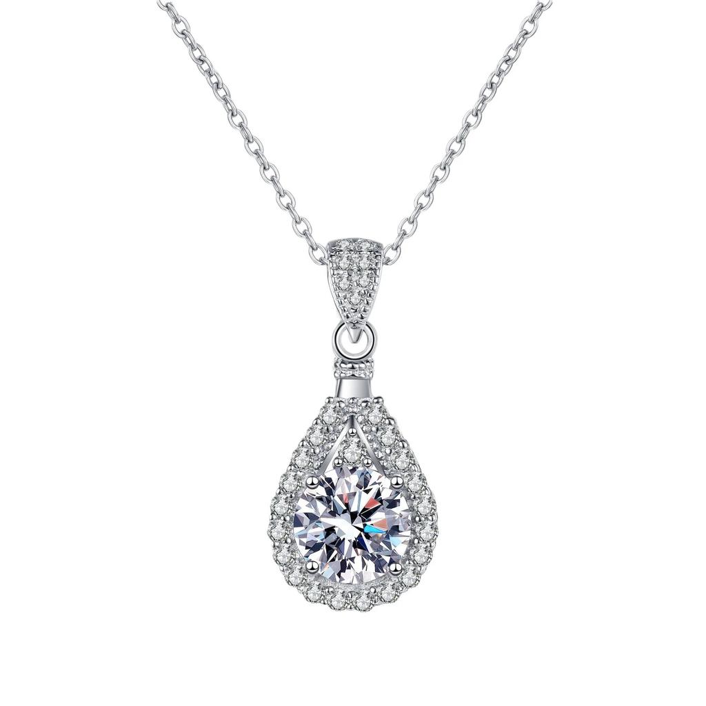 New 20 Carat Green Moissanite Pendant Necklace for Women Lady S925 Sterling Silver Lab Diamond Neck Chain Jewelry Wholesale