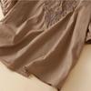 Top da Donna 2025 Estate Manica Corta Design Largo Retro Artistico Ricamato Girocollo Cotone e Canapa Sottile