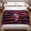 Bologna FC Printed Flannel Blanket Custom Name Text Soft Warm Throw For Bedroom Holiday Gift