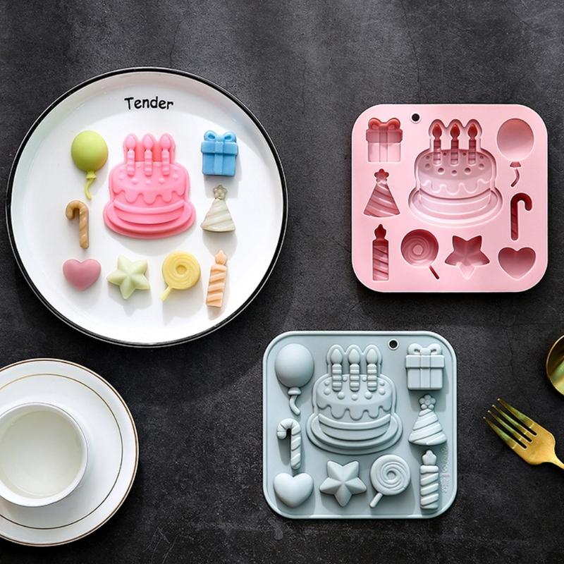 Creative Silicone Baking Mold with Balloon Candle and Cake Decorations for Fun Celebration and Simple Release