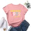 1972 Vintage Alphabet Cotton T-Shirt Short Sleeve Round Neck Women 2d Print Tops