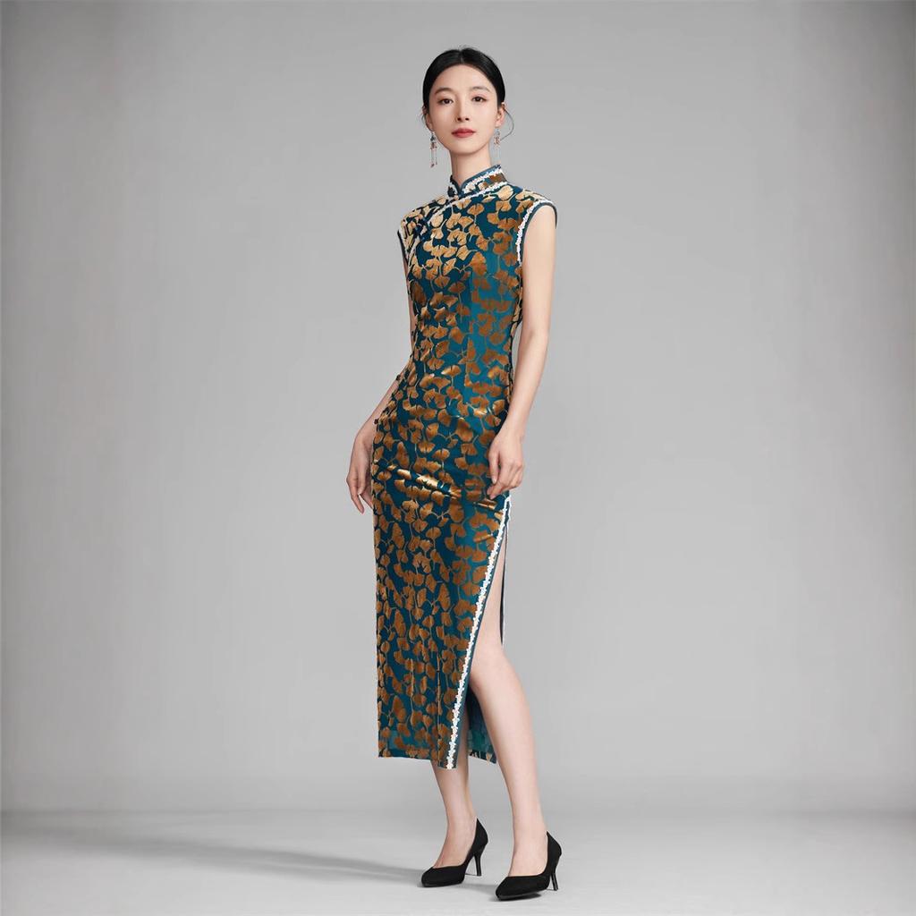 Starting from one 1011 spring and summer new velvet new Chinese style daily improvement fashion temperament with rotator sleeve cheongsam skirt