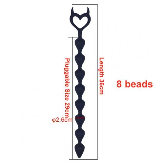 Silicone Back Court Pull Beads Anal Plug Tail Super Long Devil Pull Beads Anal Masturbation Device Anal Beads Couple Sex