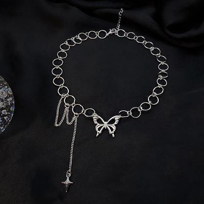 Butterfly Tassel Necklace For Women Hollow Clavicle Chain Simple Jewelry