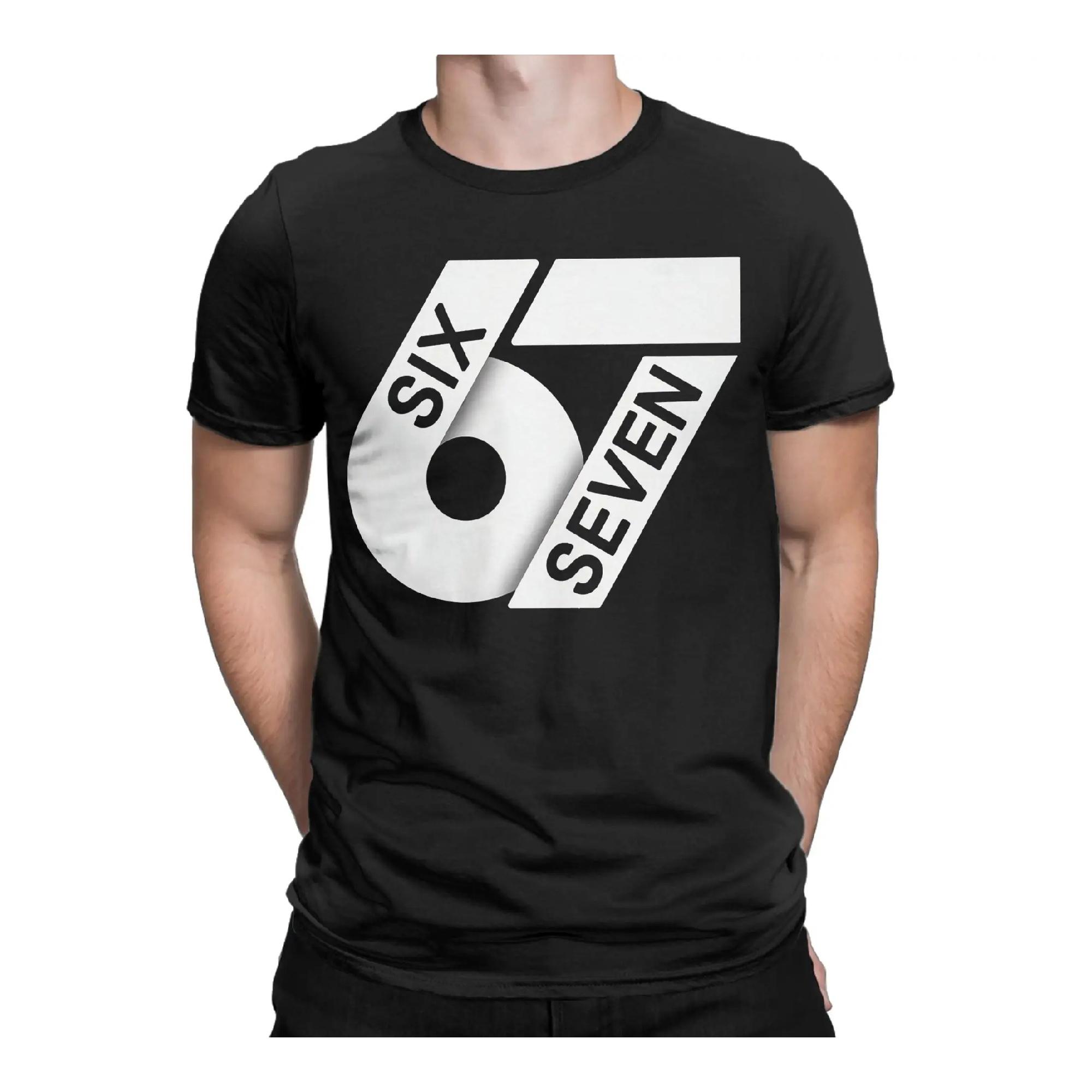 

67 Fun Six Seven 6 7 T Shirts Men Pure Cotton Casual T-Shirt Round Collar Brainrot Italian Meme Tees Short Sleeve Clothing New XXXXXL чорний