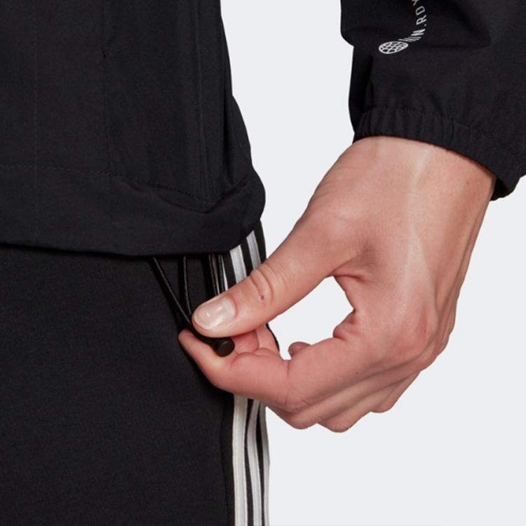 Adidas Solid Color Logo Hooded Jacket Women Jackets Black H48587