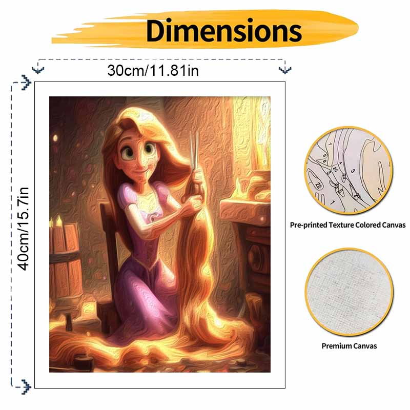 Disney Rapunzel oil painting art painting kit handmade diy gift home decoration wall decor princess long hair craft paint by number set
