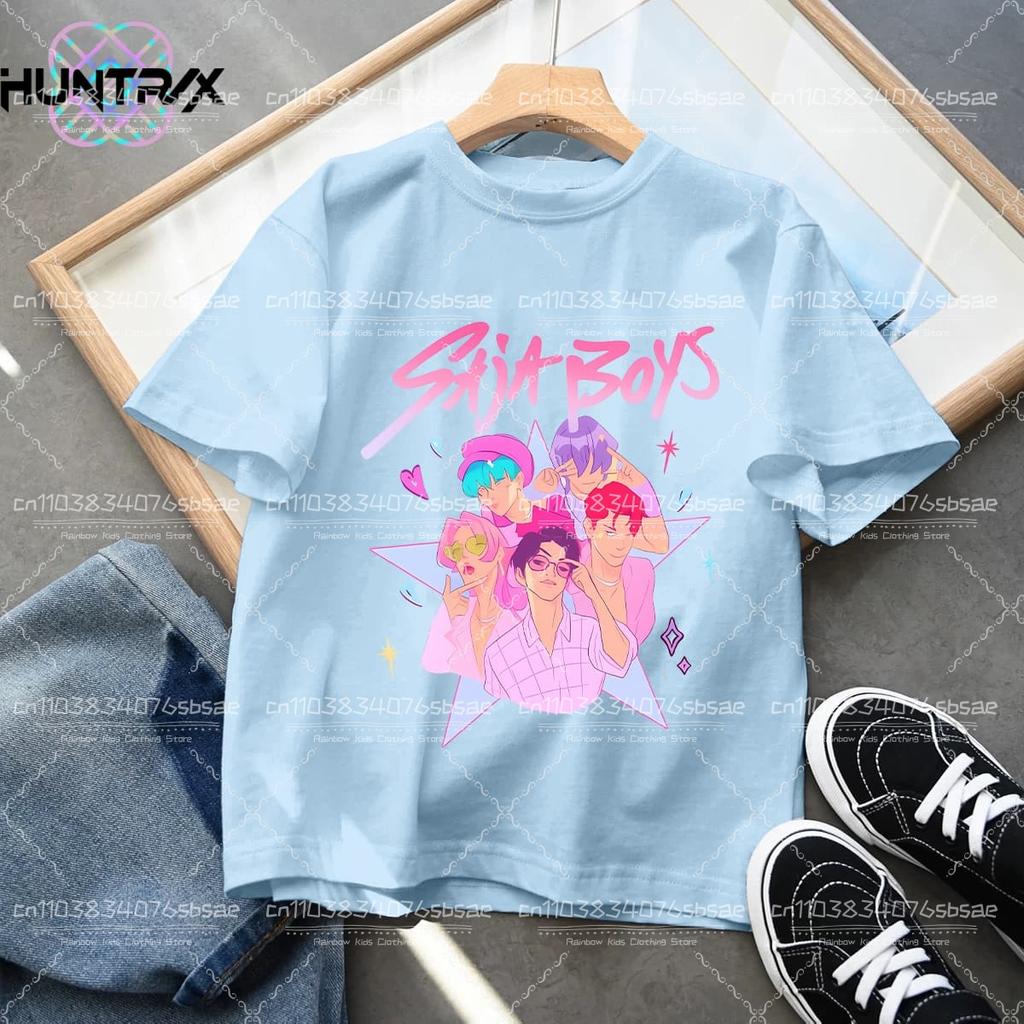 Tricouri Kpop Desene Animate Drăguțe Demon Hunters Huntrix Vară Băieți Fete Mânecă Scurtă Topuri cu Gât Rotund Anime Kpop Demon Hunters Tricou