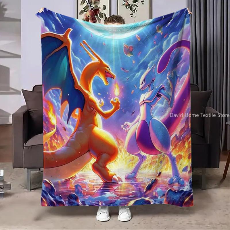 Charizard Pokemon Fire Dragon Anime Flannel Blanket Fluffy Children Adults Sofa Plush Bedspread Throw Lunch Blanket for Sofa Bed