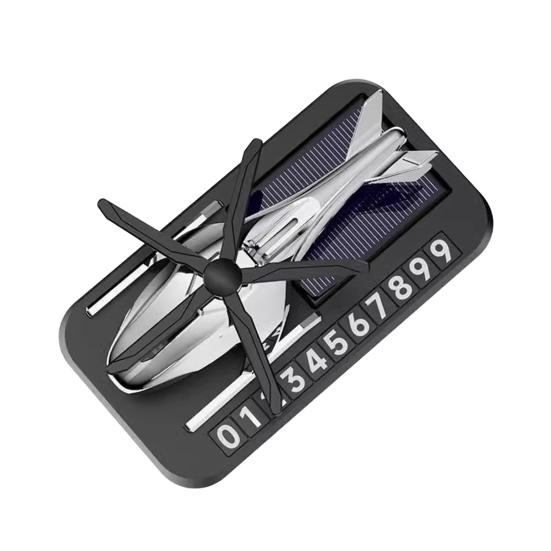 Solarenergie rotierende Aromatherapie Auto Lufterfrischer mit Telefonnummer Hubschrauber Form ätherisches