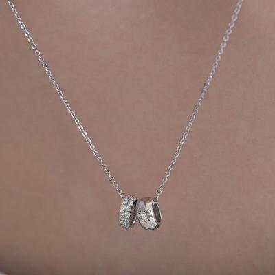 (925 Silber) Doppelknoten Anhänger Halskette NZ2476