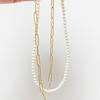 French retro fashion temperament paper clip collarbone chain women's versatile double-layer simple niche high-end pearl necklace