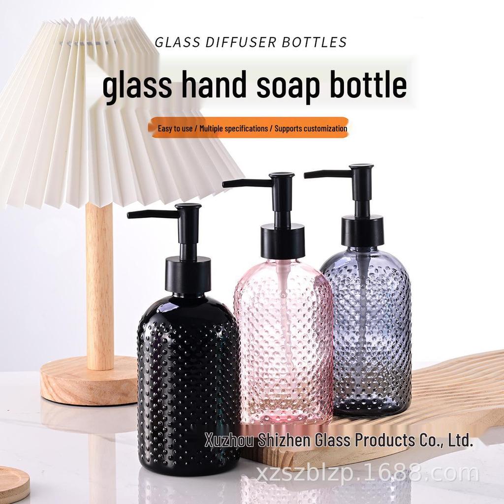 Spa Club Glass Dispenser: 450ml Emulsion, Sanitizer, Gel, Shampoo Bottle with Pump