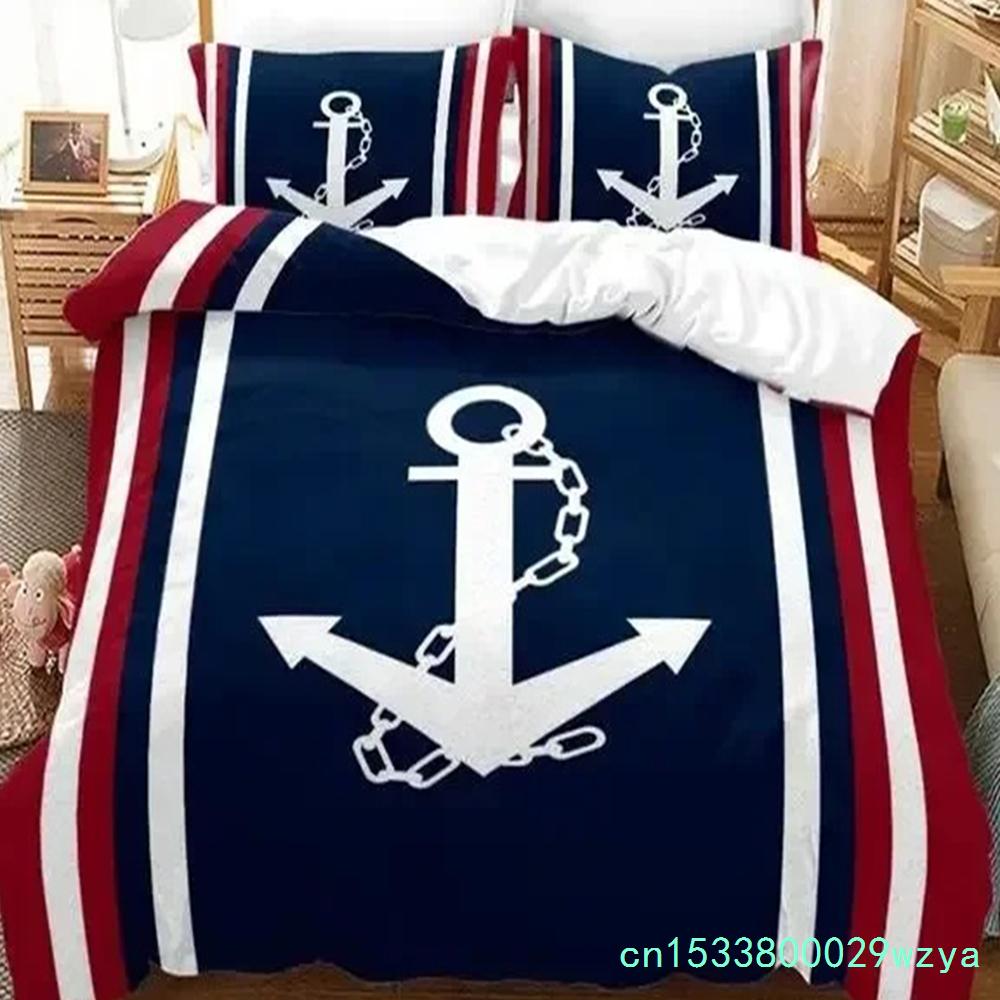3D Druck Neue Nautische Ozean Anker Bettwäschesets Ozean Geist Bettbezug King Queen Einzelgröße Bettwäsche Teenager Jungen Geschenk