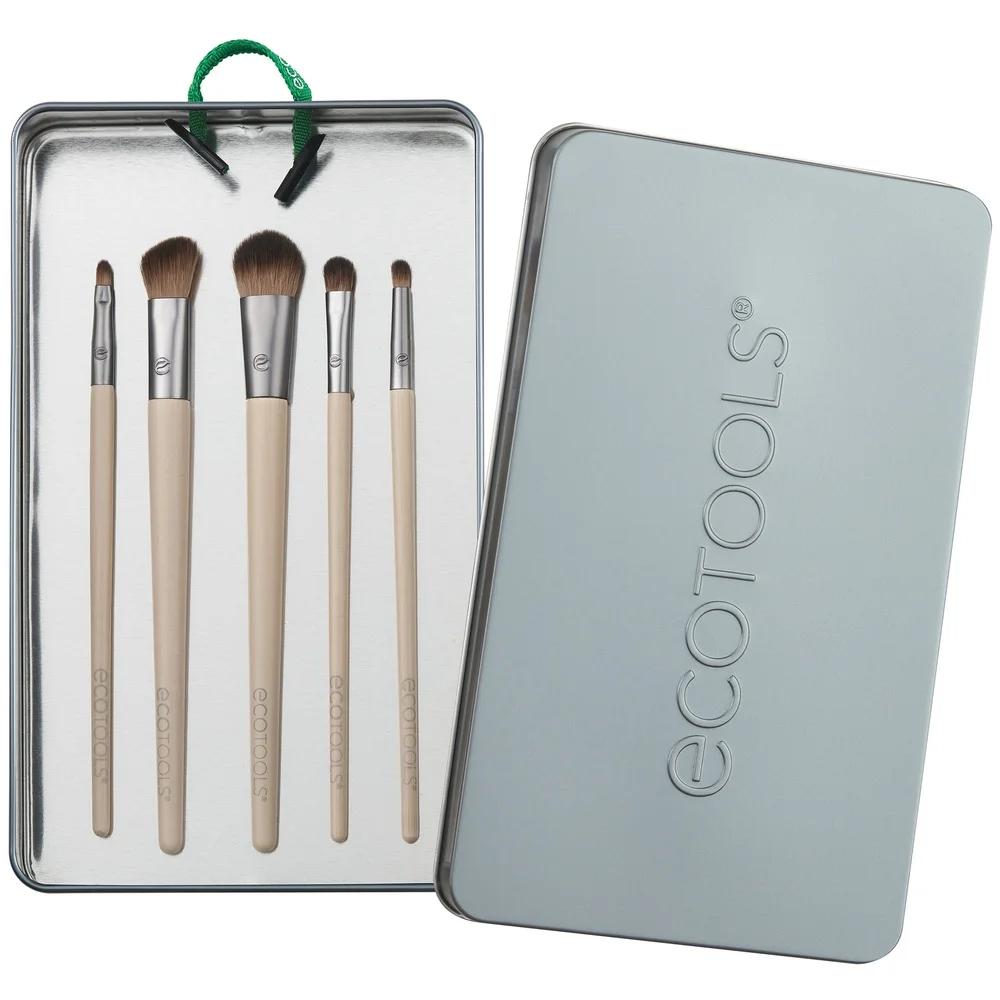 Daily Defined Eye Makeup Brush Kit 6 Piece Set Eco-Friendly Bamboo Handles Sustainable Makeup Brushes Liquid Cream Powder Travel