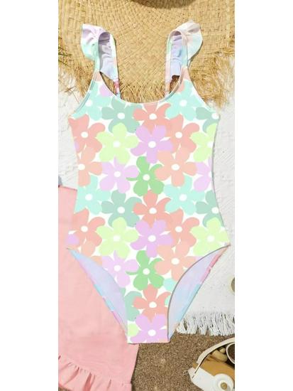 Trendy Korean-Style Spaghetti Strap One-Piece Swimsuit for Girls