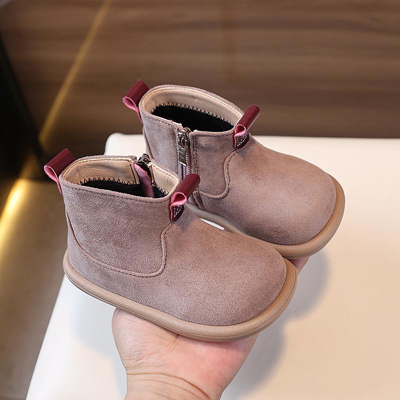 Autumn Winter Baby Boys Girls Boots Oxford Suede Children Casual Shoes Outdoor Anti-slip Infant Shoes Plush Kids Ankle Boots