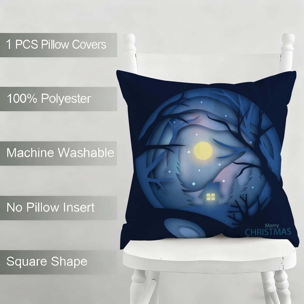 Blue And Green Snowflake Christmas Cushion Cover Household Decoration Linen Sofa Cushion Cover: Skin-Friendly & Breathable With