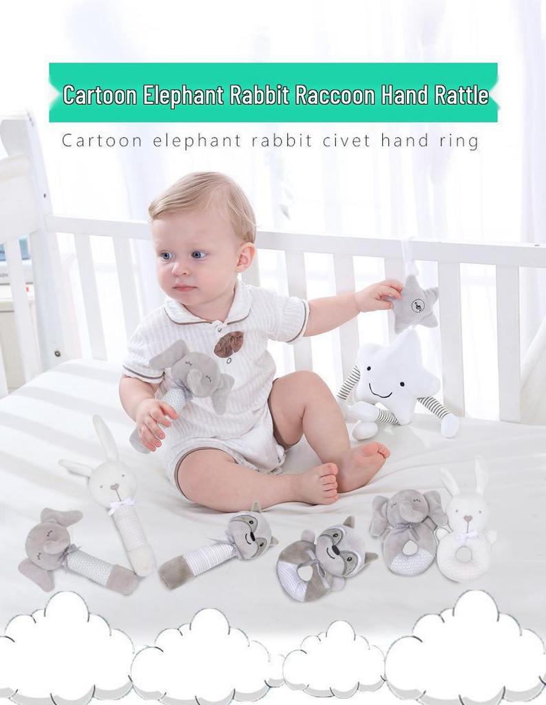 BBSKY Plush Animal Baby Rattle Stick – Hand Grip Toy for Infants