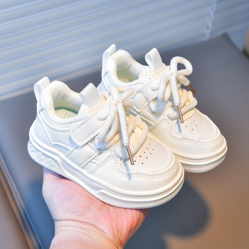 Unisex Kids' Sneakers, Children's New Arrivals Leather White Shoes, Korean-style Soft-Sole Versatile Sneakers for Toddlers and Children.