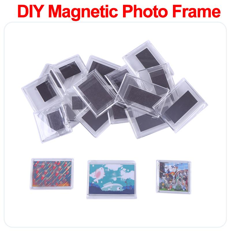 10Pcs Magnet Photo Frames Picture Insert Holders Clear Magnet Photoes Holders DIY Refrigerator Magnetic Display Holder