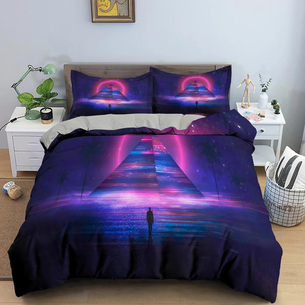 Forntida egyptiska pyramider Sängkläder Set Klassisk arkitektur Påslakan Sängkläder King Twin Queen Dubbel Polyester Täcke