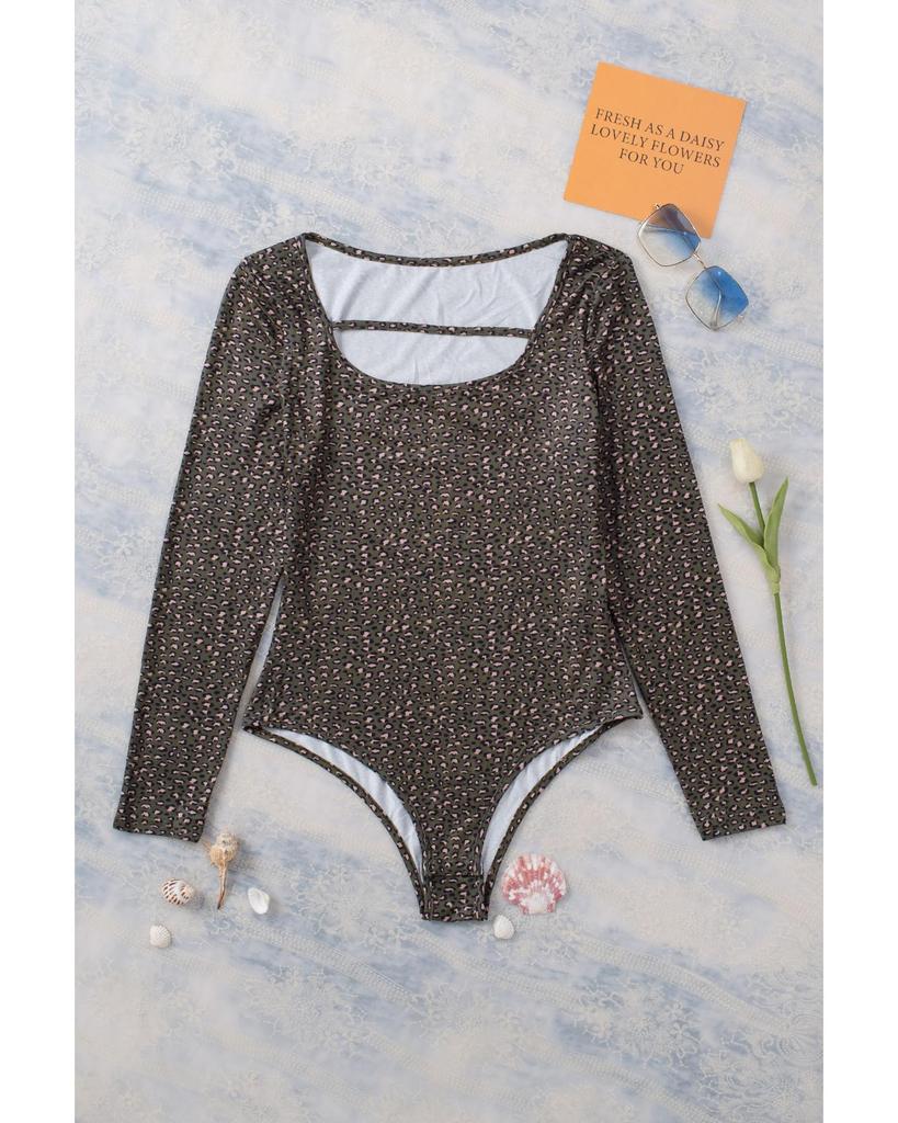Azura Exchange Strappy Hollow-out Leopard Bodysuit